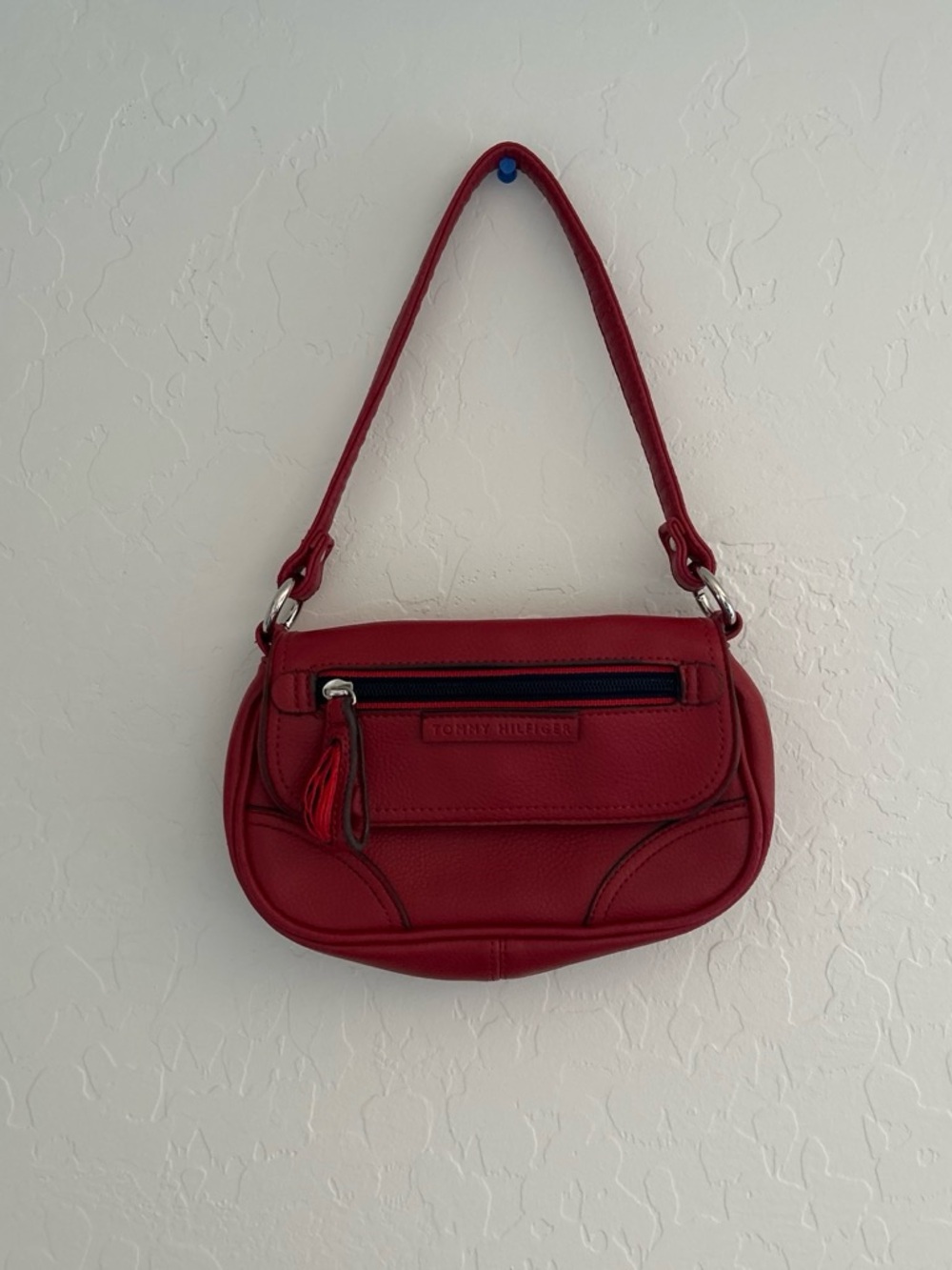 Tommy Hilfiger Red Mini Shoulder Bag with Tassel Zip